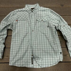 Howler Bros. Light Teal with Gray Plaid Button Down Sport Shirt